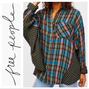 Free People Mixed Oversized Flannel